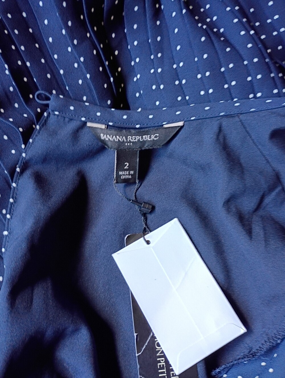 Banana Republic Navy and White Polka Dot Fit-and-Flare Dress - Picture 4 of 9